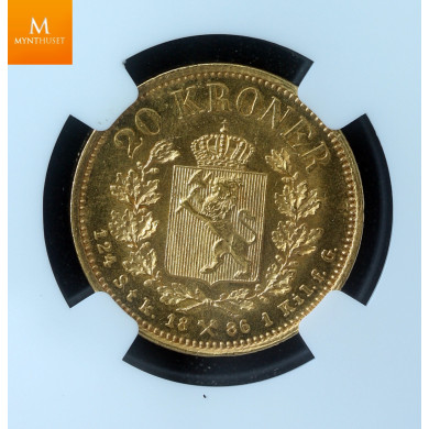 20 kroner 1886 kvalitet 0/01, NGC MS63