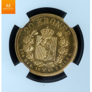 20 kroner 1886 kvalitet 0/01, NGC MS63