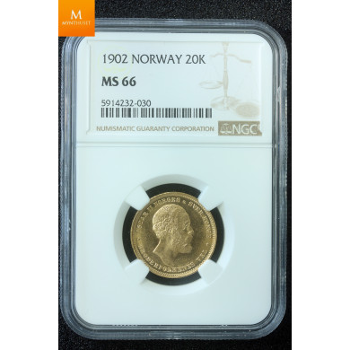 20 kroner 1902 kvalitet 0/01, NGC MS66