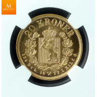 20 kroner 1877 kvalitet 0/01, NGC MS64