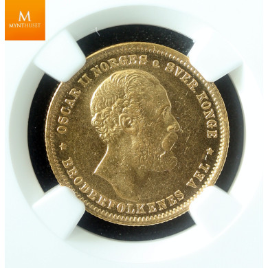 20 kroner 1877 kvalitet 0/01, NGC MS64