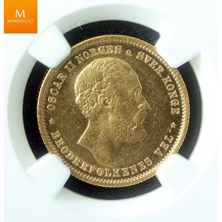 20 kroner 1877 kvalitet 0/01, NGC MS64