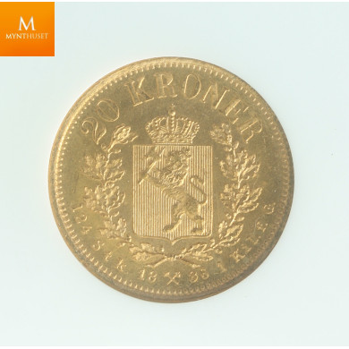 20 kroner 1886 kvalitet 0/01, NGC MS63