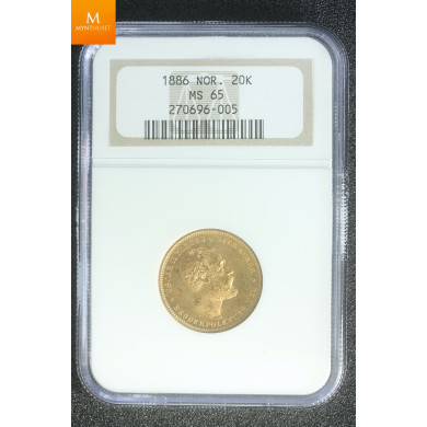 20 kroner 1886 kvalitet 0/01, NGC MS63