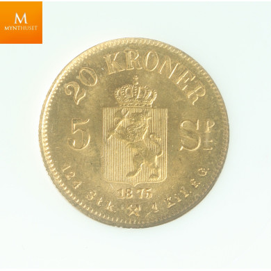 20 kroner/ 5 sp 1875 kvalitet 0/01 , NGC MS64