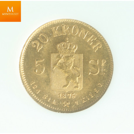 20 kroner/ 5 sp 1875 kvalitet 0/01 , NGC MS64