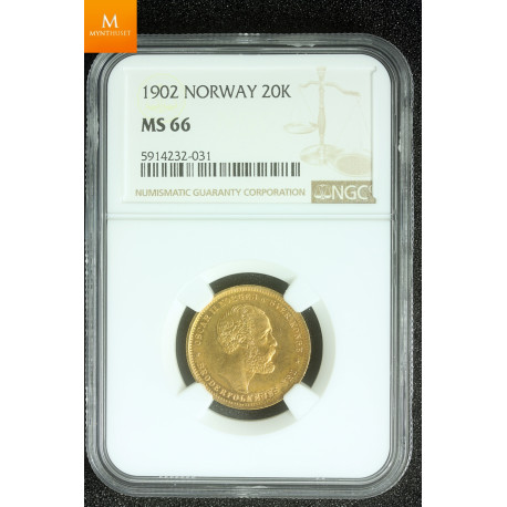 20 kroner 1902 kvalitet 0/01, NGC MS66