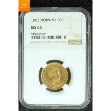 20 kroner 1902 kvalitet 0/01, NGC MS66