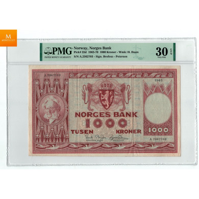 1000 kroner 1965 kvalitet 1-/1 , PMG VF30 EPQ