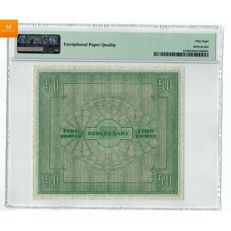 50 kroner 1948 B kvalitet 01, PMG AU58 EPQ