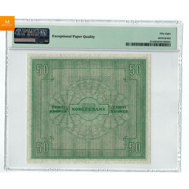 50 kroner 1948 B kvalitet 01, PMG AU58 EPQ