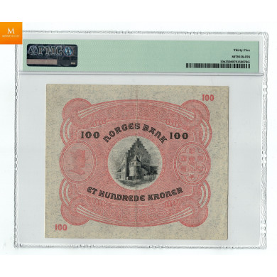 100 kroner 1925 A kvalitet 1/1+ , PMG VF35 SSS - seddel