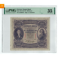 100 kroner 1925 A kvalitet 1/1+ , PMG VF35 SSS - seddel