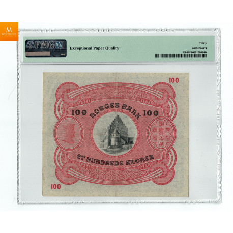 100 kroner 1928 kvalitet pen 1, PMG VF30 EPQ
