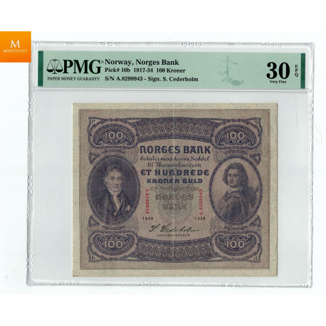 100 kroner 1928 kvalitet pen 1, PMG VF30 EPQ