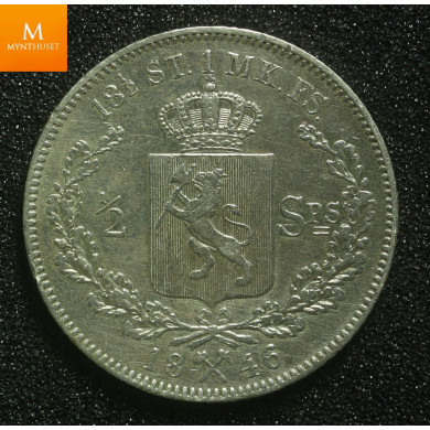 1/2 Speciedaler 1846 kvalitet 1/1+ renset