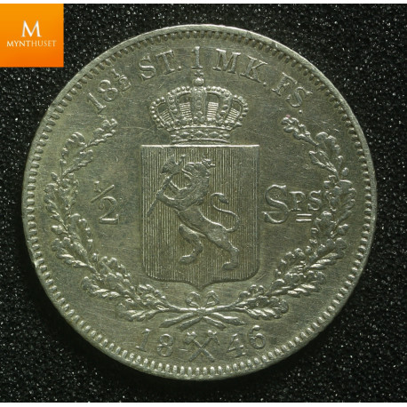 1/2 Speciedaler 1846 kvalitet 1/1+ renset