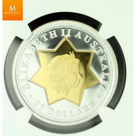 AUSTRALIA 2001 20 DOLLARS GOLD/SILVER PROOF COIN - CENTENARY OF FEDERATION NGC PF70 UCAM