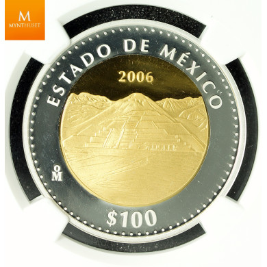 MEXICO 100 PESOS 2006MO BIMET GOLD/SILVER PROOF NGC PF70 UCAM