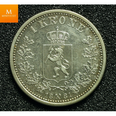 1 krone 1881 kvalitet 1+ godt år