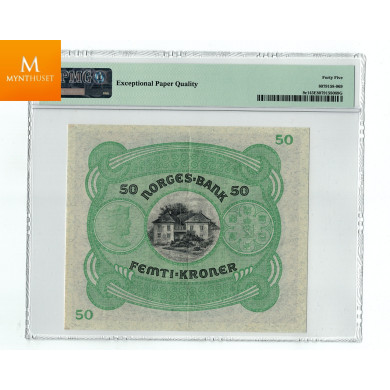 50 kroner1923 A6822713 kvalitet 1/1-, PMG VF25 Sjeldenhet SSS