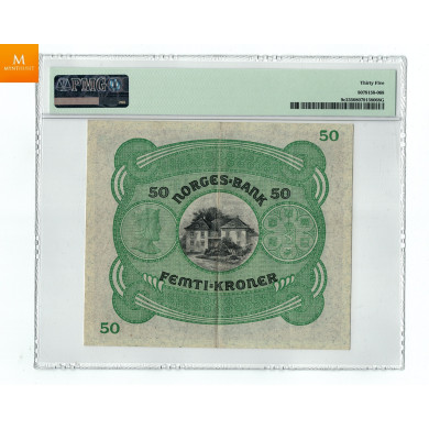 50 kroner1923 A6822713 kvalitet 1/1-, PMG VF25 Sjeldenhet SSS