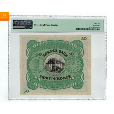 50 kroner1923 A6822713 kvalitet 1/1-, PMG VF25 Sjeldenhet SSS