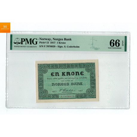 1 krone 1917 kvalitet 0 , PMG MS66 EPQ