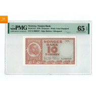 10 kroner 1970 X.4960947, kvalitet 0 , PMG MS65 EPQ