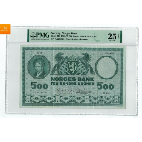500 kroner 1966 A.2274235 kvalitet 1, PMG VF35