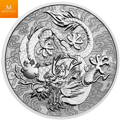 Australia Chinese Myths and Legends - Dragon 2021 1 oz 9999 Sølv mynt i kvalitet BU