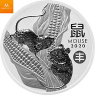 Australia Lunar Series III 2020 1 oz - Year of the Mouse Chinese "Harvest" Privy 9999 Silver BU Coin