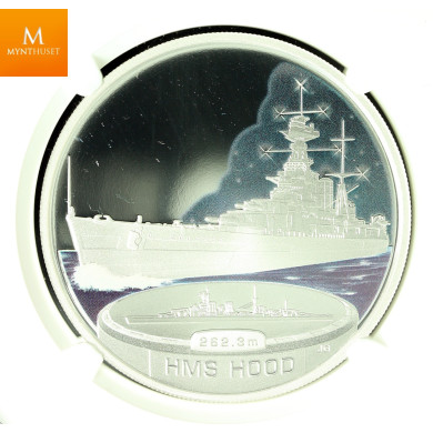 Tuvalu sølv 1 dollar 2007 "USS Missouri" kvalitet proof, NGC PF70