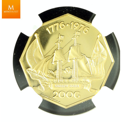 NETHERLAND ANTILLES 1976 200 GULDEN NGC KVALITET PROOF, PROOF 68 UC