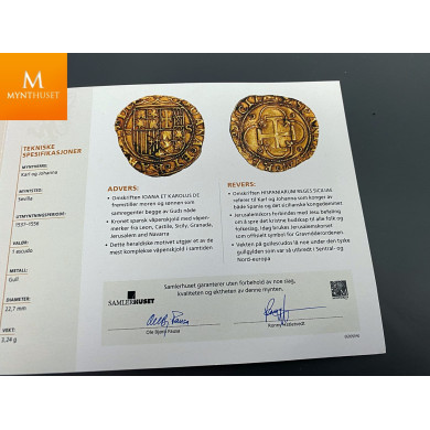 "Pirat mynt" Spania 1516-56 Escudo Seville Square D to lef kvalitet VF