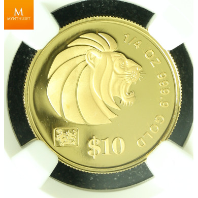 SINGAPORE 2000 GOLD 20 DOLLAR 1/2oz LUNAR YEAR OF THE DRAGON COIN KVALITET PROOF, NGC PF70 ULTRA CAMEO LAVT OPPLAG