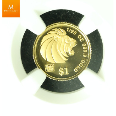 SINGAPORE 2000 GOLD 20 DOLLAR 1/2oz LUNAR YEAR OF THE DRAGON COIN KVALITET PROOF, NGC PF70 ULTRA CAMEO LAVT OPPLAG