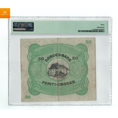 50 kroner1923 A6822713 kvalitet 1/1-, PMG VF25 Sjeldenhet SSS