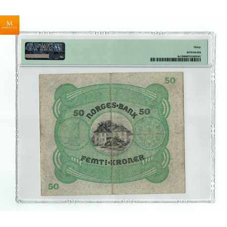 50 kroner1923 A6822713 kvalitet 1/1-, PMG VF25 Sjeldenhet SSS
