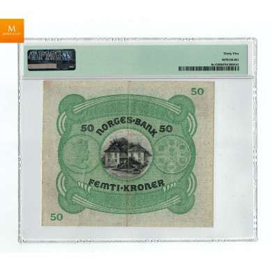 50 kroner1923 A6822713 kvalitet 1/1-, PMG VF25 Sjeldenhet SSS