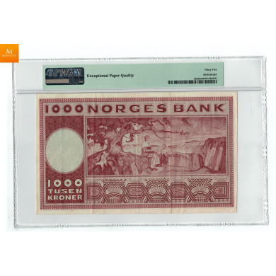 1000 kroner 1966 A kvalitet 1/1+ , PMG XF40 EPQ