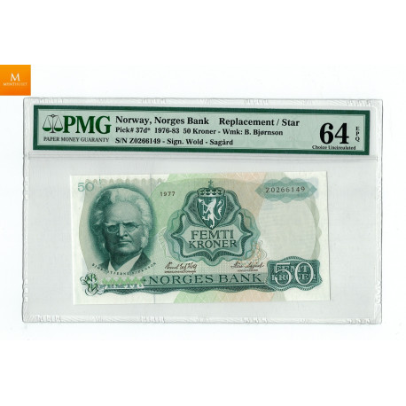 50 kr 1977 Z Erstatningssedel i kvalitet 0, PMG MS64EPQ