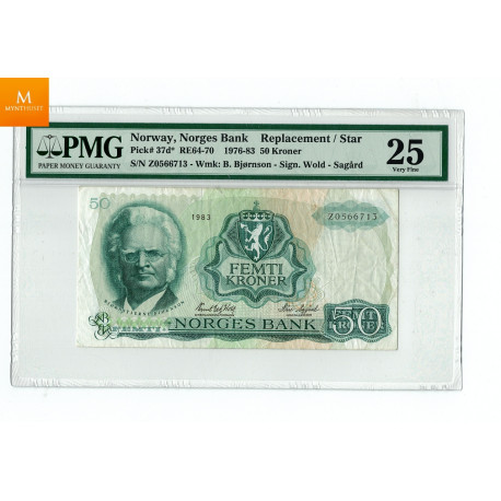 50 kr 1977 Z Erstatningssedel i kvalitet 0, PMG MS64EPQ