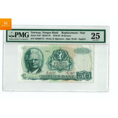 50 kr 1977 Z Erstatningssedel i kvalitet 0, PMG MS64EPQ