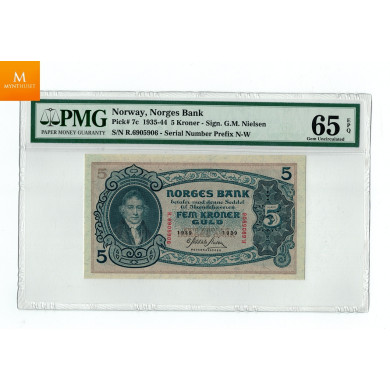 5 kroner 1939 R.6905906 kvalitet: 0, PMG MS65 EPQ