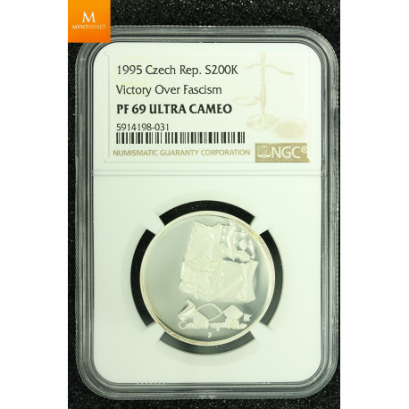 Czech Republic 1995 Victory over Facism 200 korun Kvalitet: Proof, NGC PF69 UC
