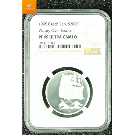 Czech Republic 1995 Victory over Facism 200 korun Kvalitet: Proof, NGC PF69 UC