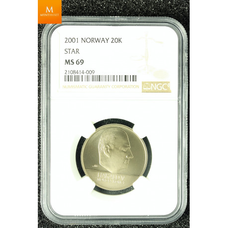20 kroner 2001 med stjerne kvalitet MS69
