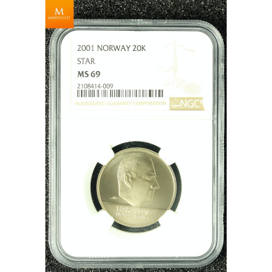 20 kroner 2001 med stjerne kvalitet MS69