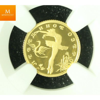 Russian Ballet 1997 GOLD 10 Rouble "The Swan" kvalitet Proof, NGC PF70 UC